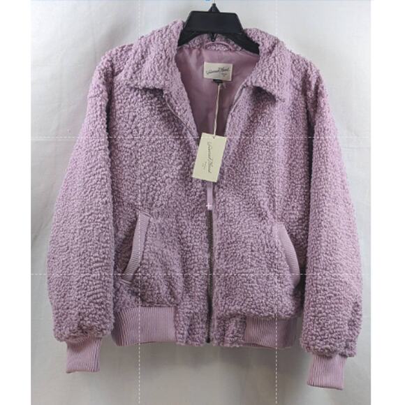 Sherpa Winter Coat Bomber Jacket Women Large Collared Lined New Universal Thread - Picture 1 of 10